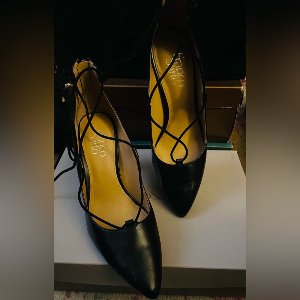 Franco Sarta - Arya Black Leather- Ankle Lace Up - 7M